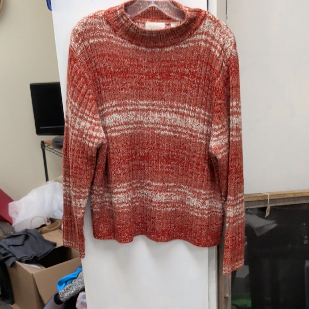 Studio Works Red and Cream Knit Sweater